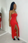 Erica - Red Long High Slit Maxi Dress
