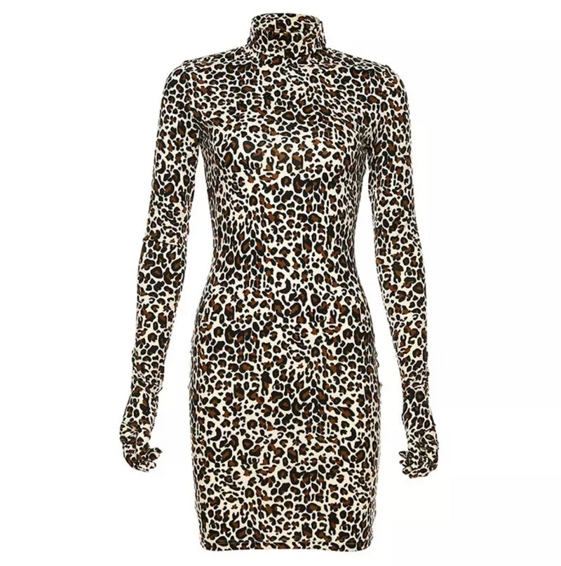 Omega - Leopard High Neck Mini Dress