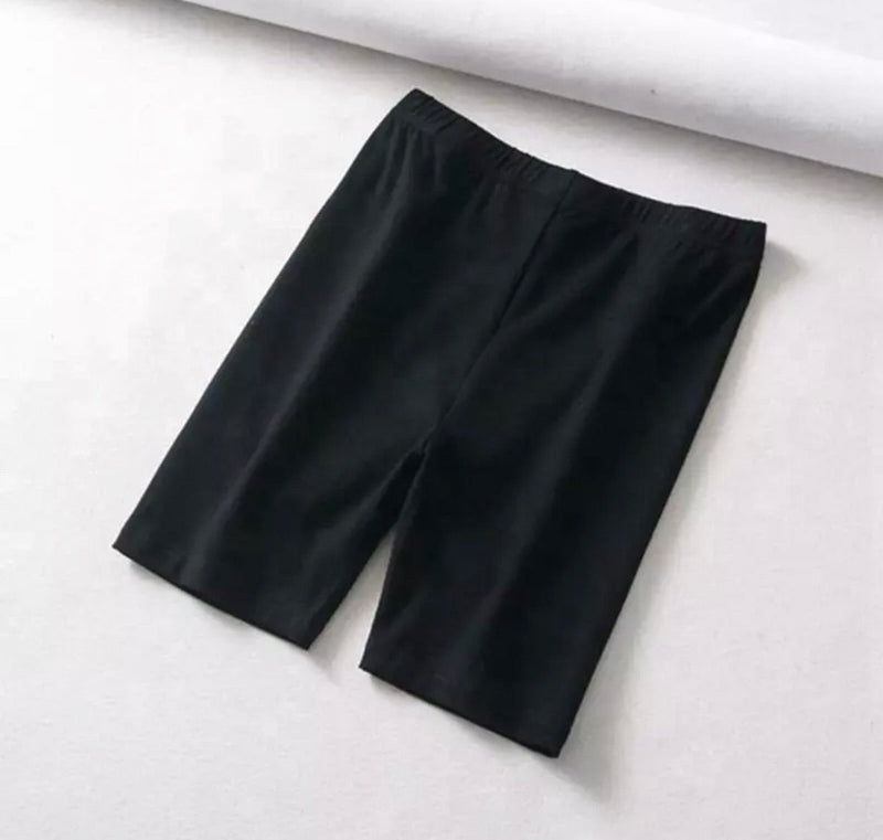 Black Basic Biker Shorts