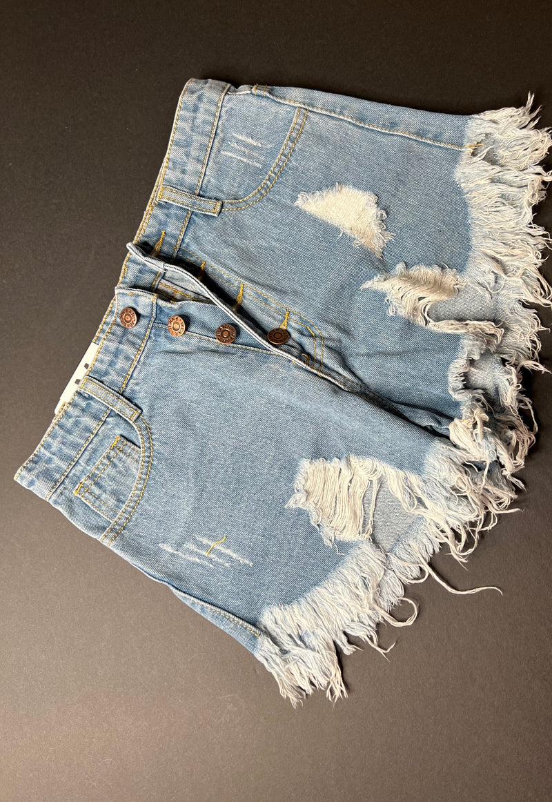 Distressed Denim Shorts