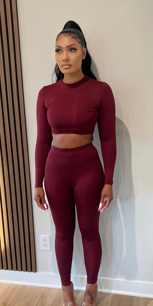 Burgundy Two Piece Legging Set