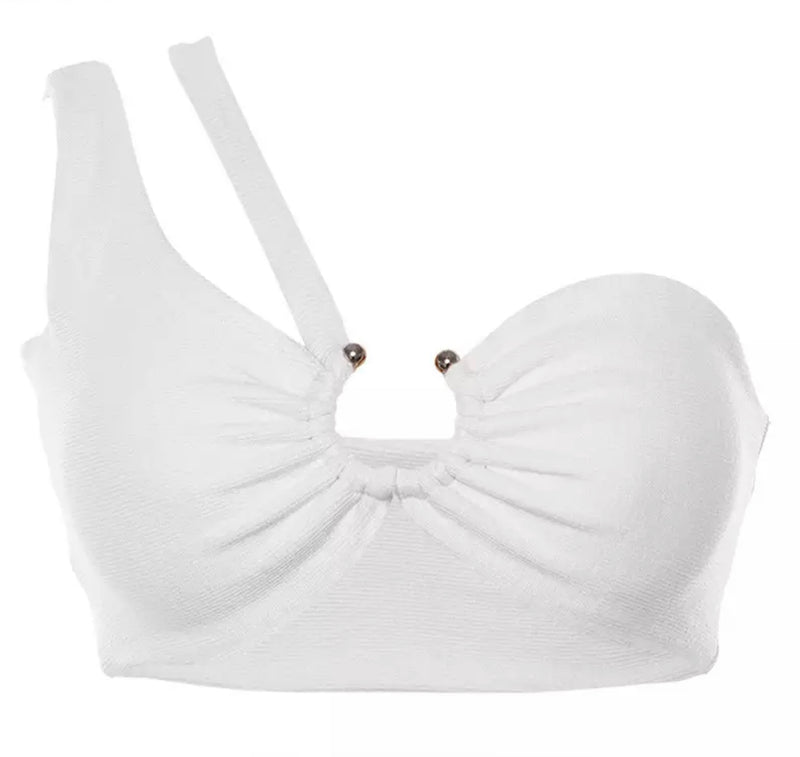 Carlena - White Crop Top