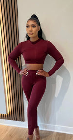 Burgundy Two Piece Legging Set