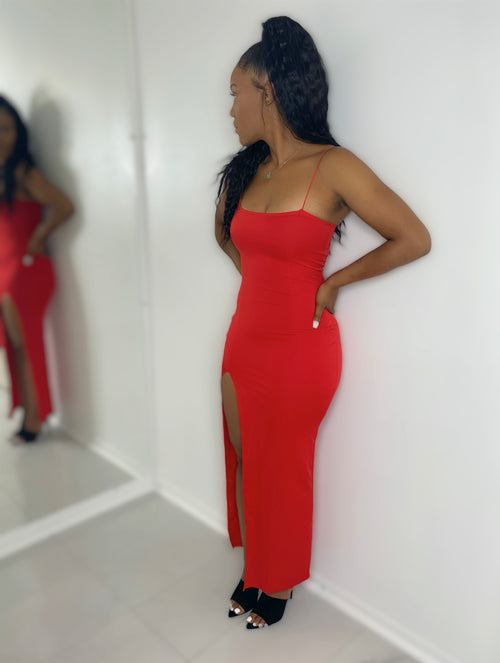 Erica - Red Long High Slit Maxi Dress