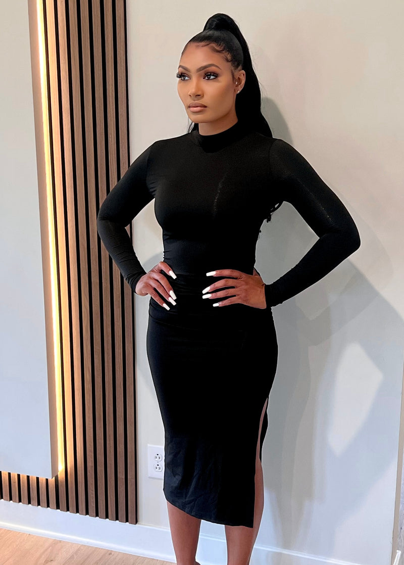 Ellaya - Black Long Sleeve Dress