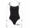 RHINESTONE STRAPPED BODYSUIT - BLACK